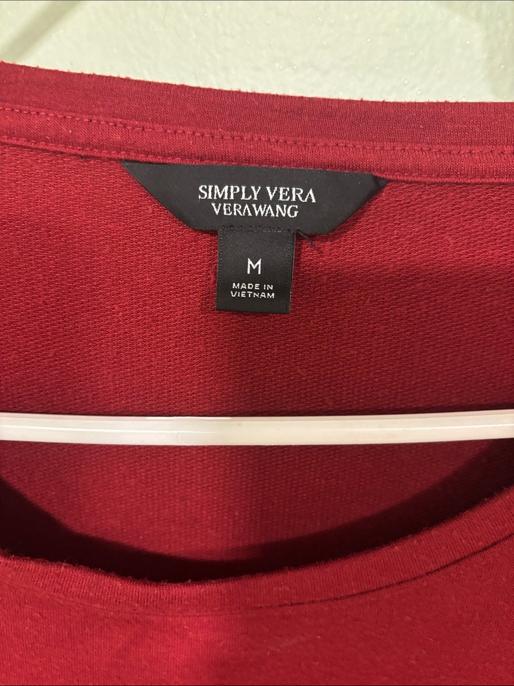 Simply Vera Vera Wang Burgandy Lace-Hem Long Sleeve Top - Picture 3 of 4